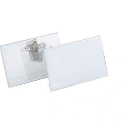 Image de Durable 815719 Porte badge Universel Fixation par Pince Combi pour Insertion Format 40 x 75 mm Plastique Résistant Transparent Boîte de 50
