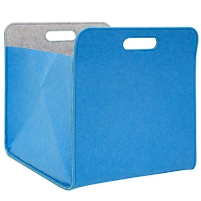 Image de Boîte de Rangement DUNEDESIGN Kallax Feutre 33x33x38 cm Bleu XL