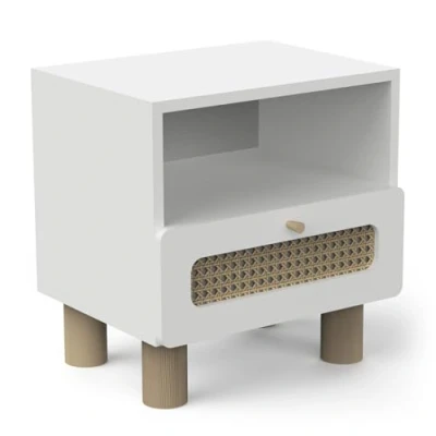 Image de Table de nuit Ochna Blanc 1 tiroir Bois Panneaux particules Contemporain Design