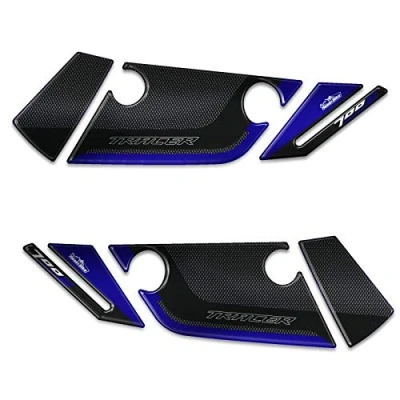 Image de Resin Bike Autocollant Moto Compatibles avec Yamaha Tracer 700 2016 2020. Protection Protège Mains Contre Les Chocs et Éraflures. Paire 3D Résinés Finition Bleu Métallisée