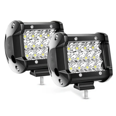 Image de AUXTINGS 10.2 cm 36W Spot Triple rangée 7d Barre lumineuse LED de travail inondation Faisceau DC 12V 24V 6000K Offroad Véhicules 4x4 ATV Utvs