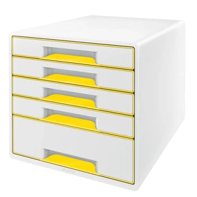 Image de Leitz Bloc de Classement A4 avec 5 Tiroirs et Organiseur, WOW, Blanc/Jaune