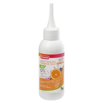 Image de BEAPHAR Lotion Nettoyante Yeux labellisée ECOCERT pour chien et chat Contient des eaux Florales de Bleuet, Hamamélis, Rose Bio pH neutre Sans parabène/silicone/colorant/alcool 100 ML