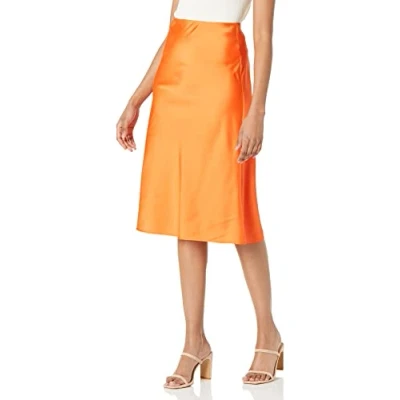 Image de The Drop Maya Jupe soyeuse à enfiler pour Femme, 4X Grande taille, Orange feu