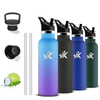 Image de Gourde 500ml Isotherme, Bouteille Isotherme Anti Fuite, Inox sans Bpa, Double Isolation, Bouteilles Isothermes Avec Poignée, d&#039;eau pour Randonnée, Voyage, Camping, Sport