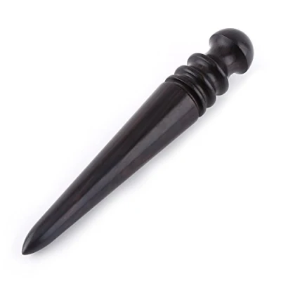 Image de Lissoir Brunissoir Main pour Bord Cuir en Bois Noir DIY Travail du Maroquinerie(Thick Round Head)