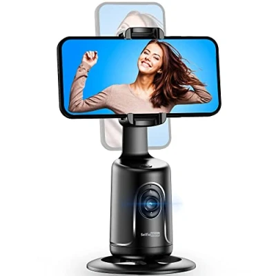 Image de Support de Téléphone Intelligent Selfie Stick, Trépied à Suivi Automatique du Visage, Bâton Tout en on, Rotation 360, Vlog Chat Vidéo Direct pour iPhone ou Android(Noir)