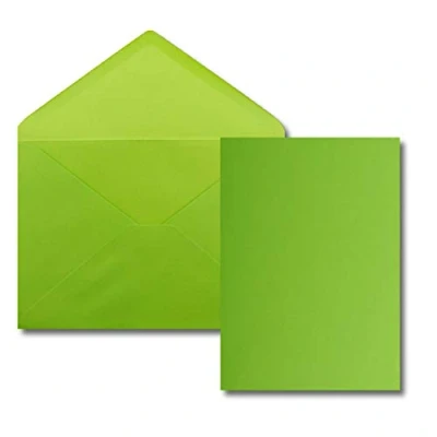 Image de Lot de 25 Cartes Avec Enveloppes simples au format A5 (14,8 x 21 cm) C5 (15,4 22 fermeture par collage humide Vert clair