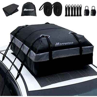 Image de Marretoo Grand sac de toit voiture, 7.3 m3, transport toit, rails et barres tapis antidérapant inclus