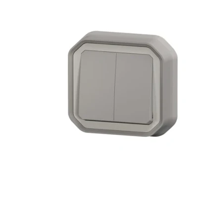 Image de commande double 10a gris encastré legrand plexo 069815l