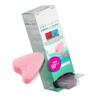 Image de JOYDIVISION Soft Tampons Mini I 10 pcs pour le sport, la natation &amp; spa Éponges menstruelles ultra douces Insertion retrait faciles tampon doux sans fil