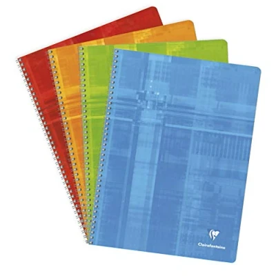 Image de Clairefontaine 8352C Un Cahier à Spirale 24x32 cm 180 Pages Petits Carreaux Papier Blanc 90 g Couverture Carte Pelliculée Couleur Aléatoire