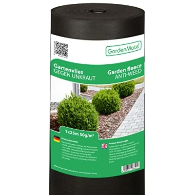 Image de GardenMate Rouleau Toile Anti Mauvaises Herbes 1x25m en Non tissé 50g/m² antidéchirure, UV et perméable à l&#039;eau 1x25 = 25m²
