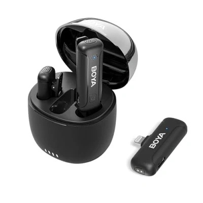 Image de Boya Micro Cravate sans Fil pour iPhone [Certifié MFI], Microphone Enregistrement VidéO avec RéDuction du Bruit Et Transmission 100 M iPhone,iPad BYWM3T D2