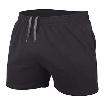 Image de Hommes La Musculation Gym Faire des Exercices Short Terry Cotton,Noir,XL