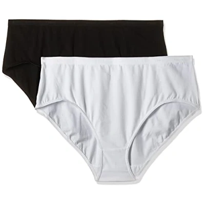 Image de DIM Culotte Femme Maxi Quotidiens Coton Bio Stretch x2, Noir/Blanc, XL