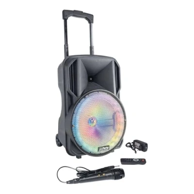 Image de PARTY Light &amp; Sound 10RGB Enceinte sur Batterie 10/25cm de 400W avec 1 Micro Filaire et Effet Lumineux Le woofer Bluetooth, USB AUX Noir…