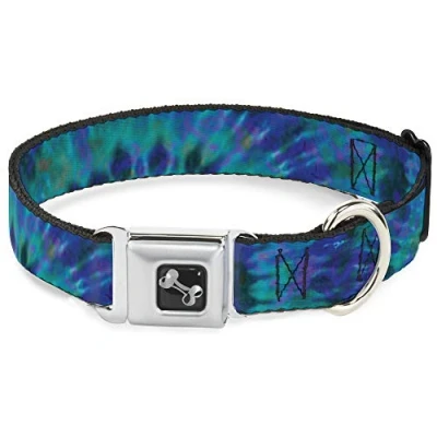 Image de Buckle Down 1566 cm Tie Dye Vert/Bleu/Violet Collier de Chien en Forme d&#039;os, Large