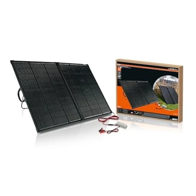 Image de OSRAM BATTERYcharge SOLAR 200 W, panneau solaire portable pour alimentation autonome, mainteneur de batterie, pliable avec support intégré, protection contre les surcharges