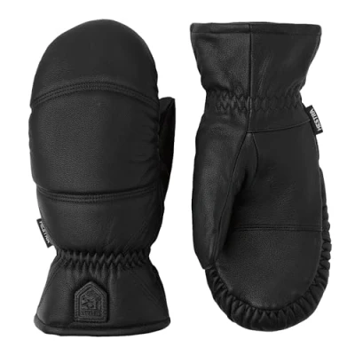 Image de Hestra Gants de ski d&#039;hiver : moufles en cuir pour homme et femme temps froid, noir, 7