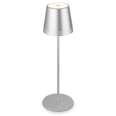 Image de BRILONER Lampe de table LED rechargeable 2 en 1, gradation progressive, tactile, lumière mobile, d&#039;extérieur, sans fil, chrome mat