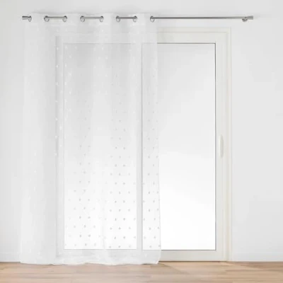 Image de Douceur d&#039;Intérieur, Voilage à Oeillets (140 x 240 cm) Pompinou, Voile Sablé avec Pompons