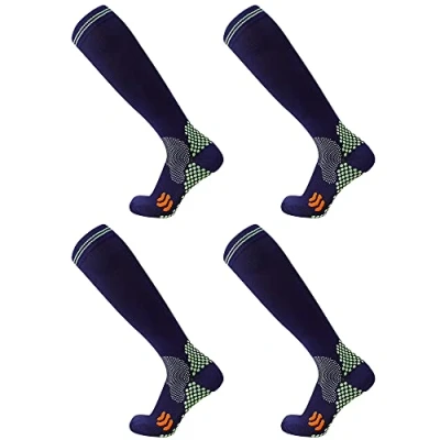 Image de Odtmger Chaussettes de Compression (20 30 mmHg) pour Hommes et Femmes Meilleures Porter toute la Journée, Meilleure Circulation Sanguine (S/M, Navy Blue)