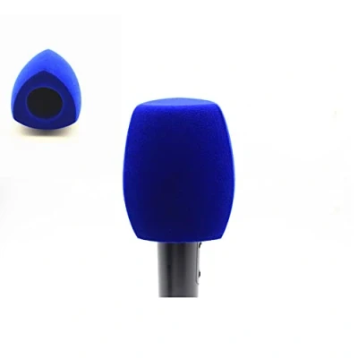 Image de Pare Brise en Mousse de Micro floqué Housses pour Microphone d&#039;interview TV (Triangle, Bleu)