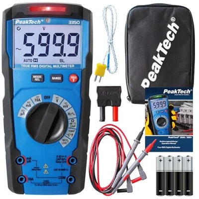 Image de PeakTech P 3350 TRMS Multimètre Numérique 6,000 Compteurs, Courant et Tension AC/DC, Résistance, Capacité Continuité, 600V / 10A CAT III