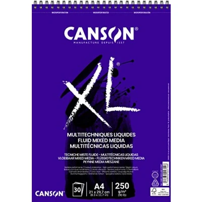 Image de CANSON XL Fluid Mixed Media Album spiralé 30 feuilles A4 250g/m² Blanc