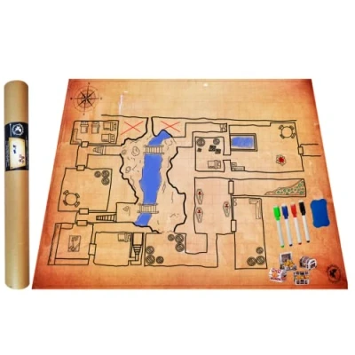 Image de Power Beast Dungeon Grid Game Mat + 4 Marqueurs et Gomme Coffres au trésor, Accessoire pour Jeu de Rôle, D&amp;D, Donjons Dragons, Dungeons and Pathfinder.