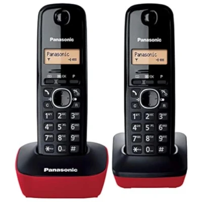 Image de Panasonic Téléphone sans fil KX TG1612SPR, noir/rouge, version espagnole