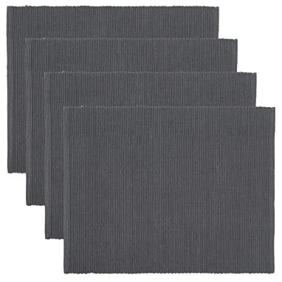 Image de LINUM UNI Set de Table Lot 4 35x46 cm, Coton Côtelé, Lavable en Machine, Gris Foncé