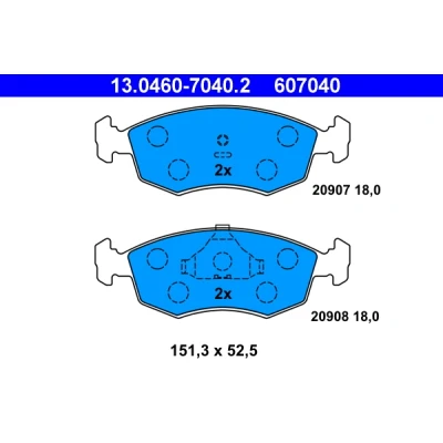 Image de ATE 13.0460 7040.2 Jeu de plaquettes frein non préparé pour indicateur d&#039;usure, contact signal d&#039;usure exclu FORD: Sierra Mk1 3/5 portes