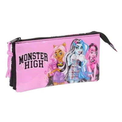 Image de safta Monster High Drama Trousse Triple, pour Enfant, idéale Les Enfants d&#039;âge Scolaire, Confortable et Polyvalente, qualité résistance, 22 x 3 12 cm, Multicolore, M, Décontracté