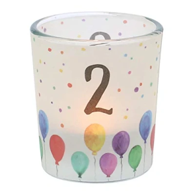 Image de Dekohelden24 Banderole Transparente avec 1 Bougie Chauffe Plat, H x Ø : 6,5 6 cm, Motif Chiffre 2