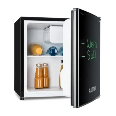 Image de KLARSTEIN Spitzbergen Réfrigérateur, Classe d&#039;efficacité énergétique E, Compartiment congélateur, Design ZestfulART : Porte inscriptible avec marqueur, 2 Compartiments de Porte, Noir, 46 L