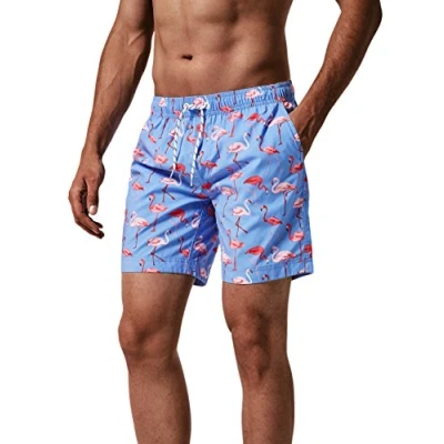 Image de MaaMgic Short de Bains Homme Maillot Bain Pants Court Sport Séchage Vite Bien pour Vacance a la Plage, Bleu Clair, X Large(tour taille:89 94cm)