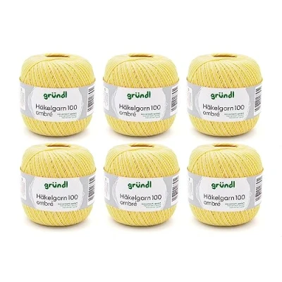 Image de Gründl Fil à Crocheter 100 ombré (Fil en Coton mercerisé, 100% Coton, g / 566 m, Aiguilles : 1,5 2, 6 x g), Citron