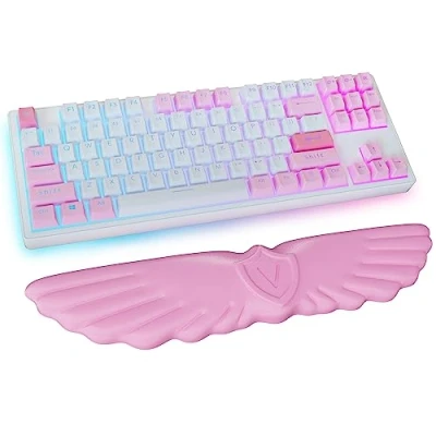 Image de Repose Poignet Pour Clavier Angel Wing Cloud, Support De En Cuir Souple Et Mousse À Mémoire Forme Soulager La Douleur, Antidérapant Ordinateur (1 Aile Rose)