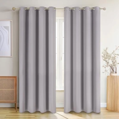 Image de Blumtal Lot de 2 Rideaux Occultants Rideau Thermique Isolant Anti Froid Occultant avec Œillets Fenetre pour Toutes Les Saisons, 140 x 265 cm, Gris
