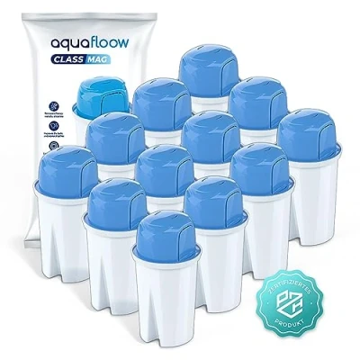 Image de Aquafloow Cartouches de Filtre À Eau Au Magnésium pour Carafe Les Filtres Nettoient L&#039;eau Et L&#039;enrichissent En Remplacement Classic Comme Brita Classic, Dafi Family Astra 12 pièces