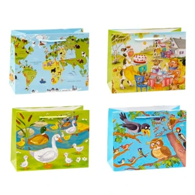 Image de TSI Sac cadeau Série ANIMAUX JOYEUX, lot de 12, taille : moyenne shopper (18 x 23 10 cm), N d&#039;art. 86514