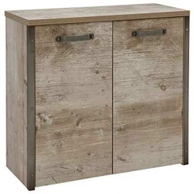 Image de Harkon Commode avec 2 Portes amortissantes en Panneaux de Particules mélaminés Chêne 33,6 x 79,4 73,7 cm