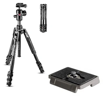 Image de Manfrotto Befree Advanced Kit Photo de Voyage, Verrouillage à Levier, Aluminium, Tête Rotule et Plaque 200PL Détachement Rapide avec 1/4&quot;, Compact pour DSLR Reflex, Mirrorless, Accessoires
