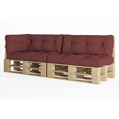 Image de chilly pilley Coussin De Palette EU Flocons Mousse pour Meublespalette Dossier Canapé Siège Latéral Ensemble Coussins Nombreuses (5er Set Rouge Foncé)