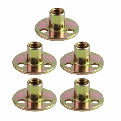 Image de Écrous à Bride 5 pièces, M6 M8 M10 en fer galvanisé Surface lisse d&#039;écrou T Base ronde té 3 trous pour la fixation de meubles connexion(M10)