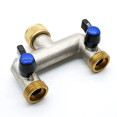 Image de DOJA Barcelona Robinet Double Jardin Sortie Male 3/4&quot;+ Entrée Femelle 3/4&quot; en Laiton Raccord Plomberie pour Tuyau Arrosage Automatique, Cuve 1000L, Distributeur Eau