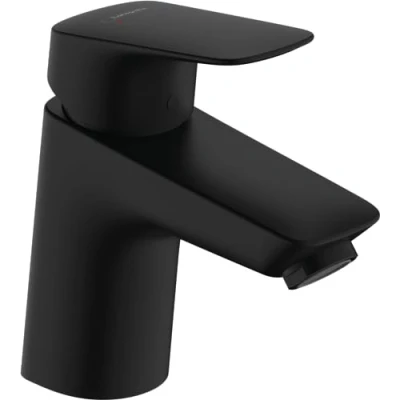 Image de hansgrohe Logis Mitigeur de lavabo avec vidage Push Open, Robinet salle bain hauteur sous bec 70 mm, économie d&#039;eau (EcoSmart), Noir mat, 71077670