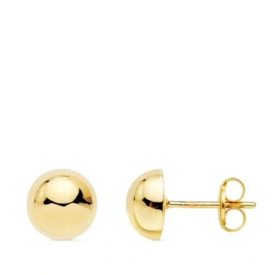 Image de PM 15232 Petites boucles d&#039;oreilles en Or jaune 18 carats forme de demi boule lisse Taille 7 mm, bijoux Falomir Fermoir à vis pour bébés, filles, femmes, pequeño, jaune, Pas gemme